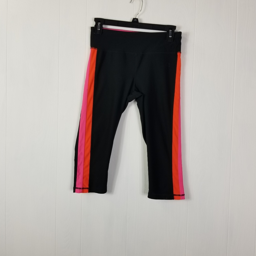 RBX crop leggings  size small black with orange and pink stripes